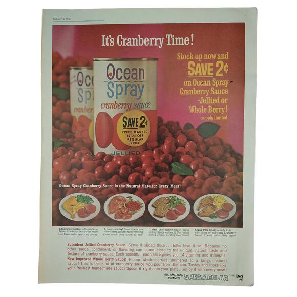 1961 Ocean Spray Cranberry Sauce Can "Cranberry‎ Time!" 10x13 Vtg 60s PRINT AD - Picture 10 of 10